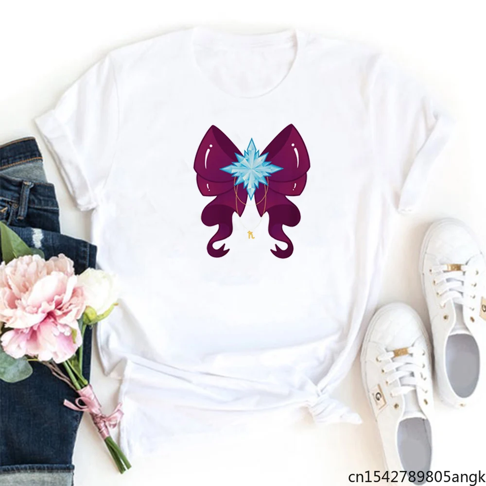 

Женская футболка с круглым вырезом и бантом