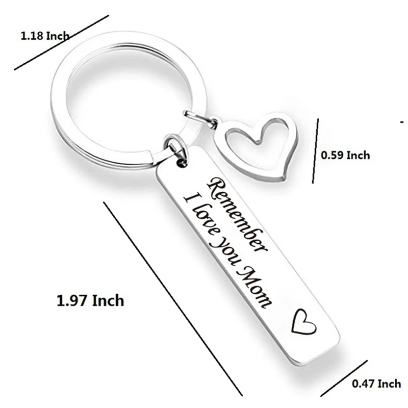Remember I Love You Mom Dad Heart Trinket Keychain Rings Letter Pendant Key Chain For Mother's Father's Day Gift Jewelry | Украшения
