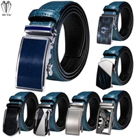 hi tie 50 styles automatic buckles mens belts for men belt blue genuine leather emboss ratchet dress jeans waist straps causal