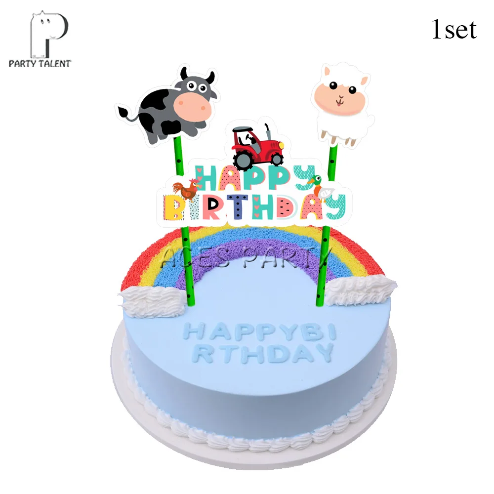 Boys Kids Farm Animal theme table cloth table cover, birthday party Tableware Balloon Candy Box Flag Plate Cup Party Supplies