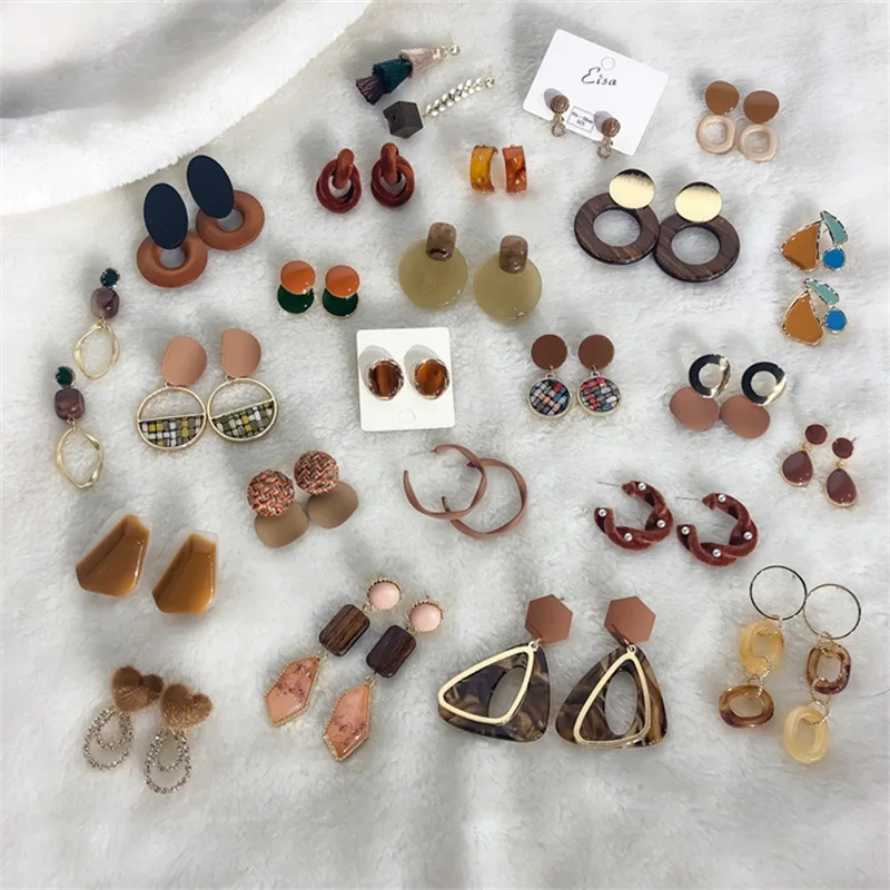 Корейские винтажные плюшевые кофейные хаки геометрические круглые длинные