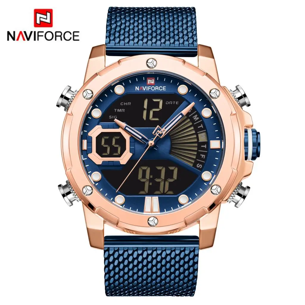 NAVIFORCE мужские часы Топ люксовый бренд спортивные кварцевые светодиодный