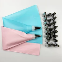 26 pcsset silicone pastry bag tips kitchen diy icing piping cream reusable pastry bags 26 nozzle set cake decorating tools