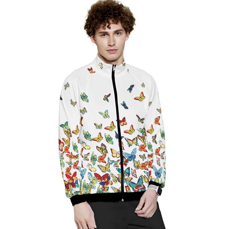

New Print Butterfly 3d Stand Collar Hoodie Fashion Men Women Zipper Hoodies Jackets Long Sleeve Unisex Sport 3D Sweatshirts Tops