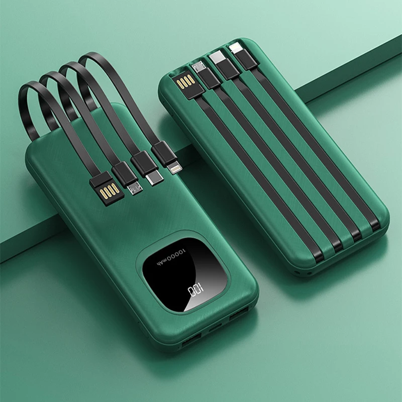 

Power Bank 20000mAh Portable Charging Poverbank Mobile Phone External Battery Charger Powerbank with Cables for Xiaomi Mi iPhone