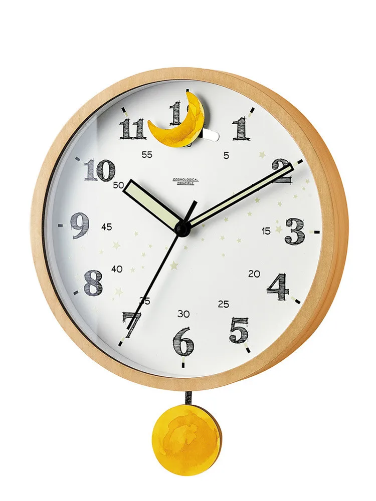 

Pendulum Cartoon Wall Clock Luminous Simple Silent Digital Wall Clock Creative Modern Orologio Parete Home Decoration ZB50WC