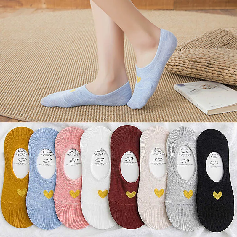 Модные незаметные милые дышащие хлопковые летние женские носки карамельных