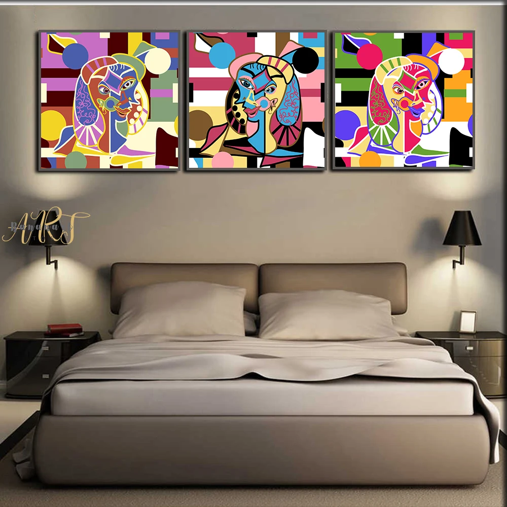 

New Nordic Modern Living Room Art Abstract Seamless Cubism Paintings Poster Canvas Painting Wall Art Picture Home Decoration