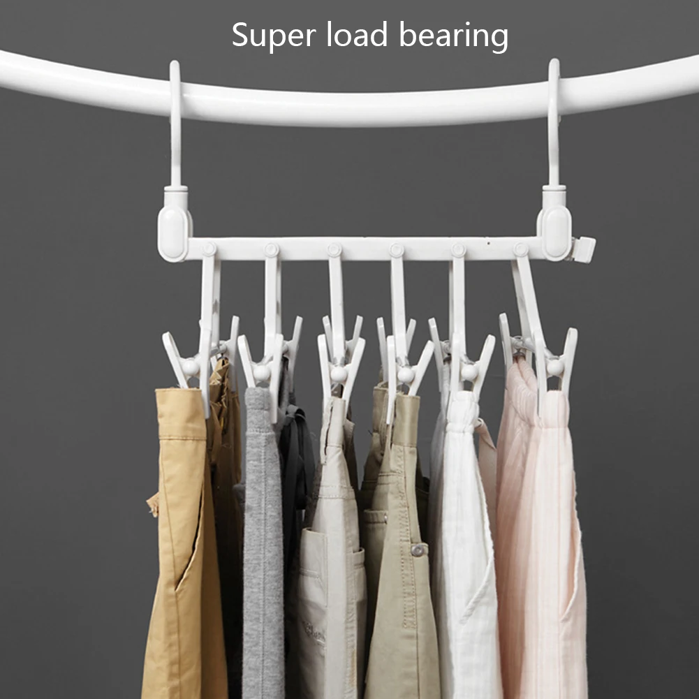 

Multifunctional Folding Pants Rack Portable Hangers With 12 Clips Closet Organizer For Tie Scarf Shock Jeans Towel Clothes