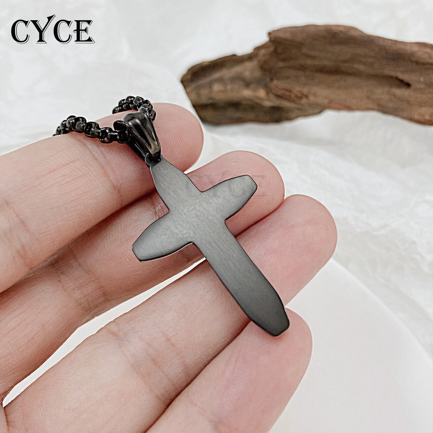 CYCE New Stainless Steel Cross Pendant Necklaces for Women Mens Hip Hop Jewelry Wild Titanium Steel Cross Necklace Accessories