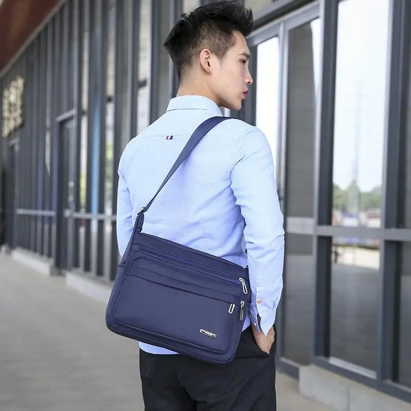 Male Oxford Crossbody Bag Casual Business Men's Messenger Bag Vintage Men Big Bag Zipper Solid Color Shoulder Bags Good Qualtiy