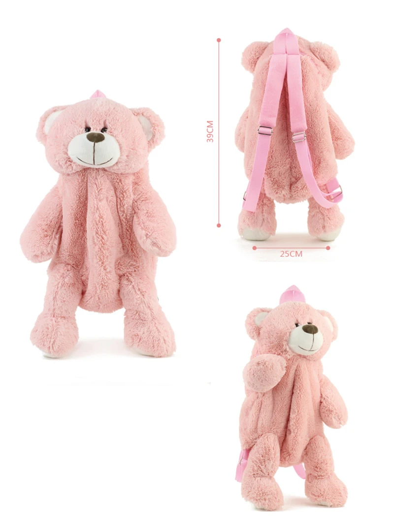 Плюшевые рюкзаки для взрослых с розовым мишкой 39 см плюшевая сумка