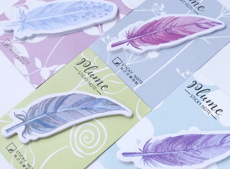 Красочные перья, блокноты, милые наклейки, заметки, Канцтовары, Kawaii, наклейки для скрапбукинга, Papeleria, планировщик, 01926