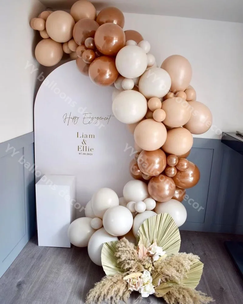 Kit de arco de guirnalda de globos para fiesta de cumplea&ntilde;os, suministros de boda para ni&ntilde;os y adultos, caf&eacute; Retro, bricolaje-0