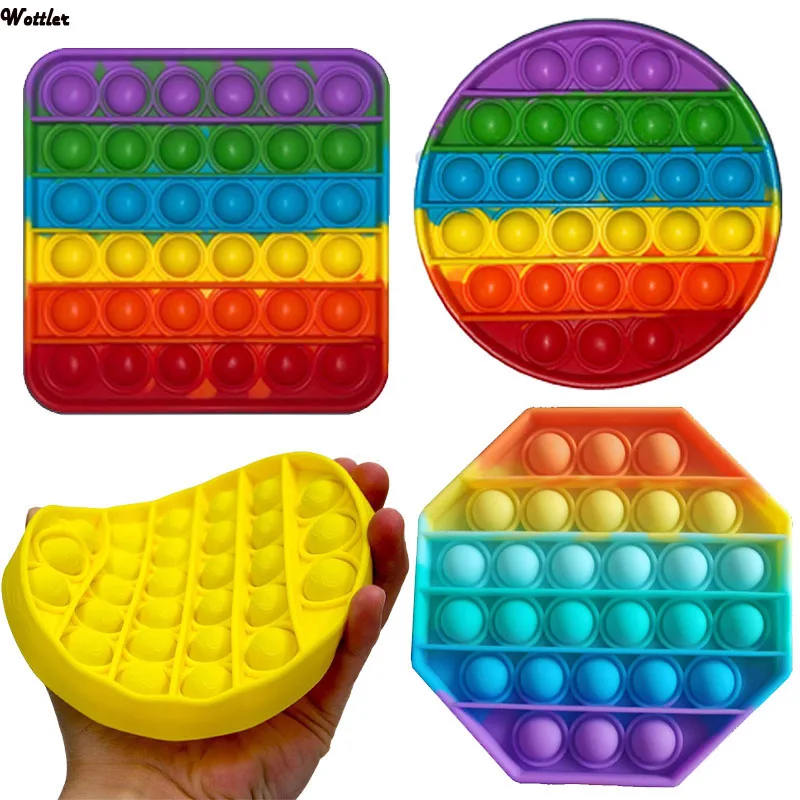 

Push Pops Square Fidget Toys Bubble Sensory Squishy Stress Reliever Autism Needs Anti-stress Pop-It Rainbow Adult Children Toy
