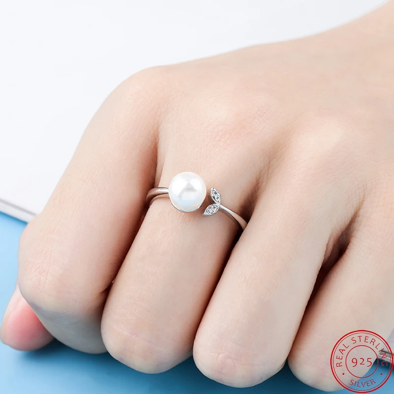 Милые жемчужные кристаллы от Swarovski открытые Регулируемые кольца из настоящего