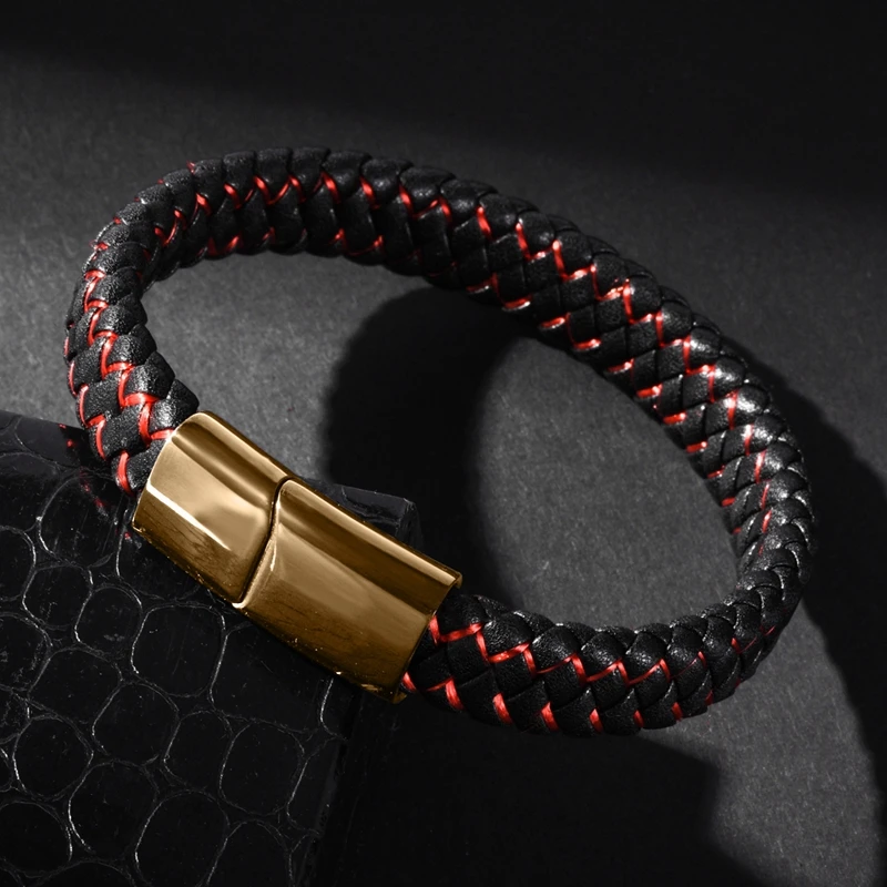 Mozo Fashion подвеска плетеный кожаный браслет мужские браслеты ручной работы Мода Нержавеющая сталь застежка мужской браслет на запястье