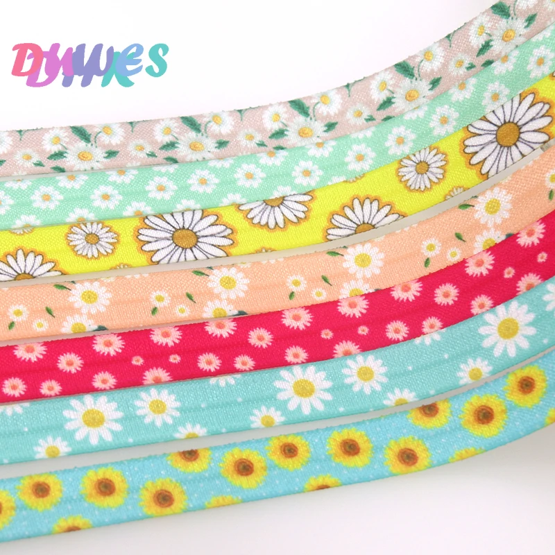 DUWES 5/8 Дюймов 5 ярдов эластичная лента с цветочным рисунком стрейч-лента головной