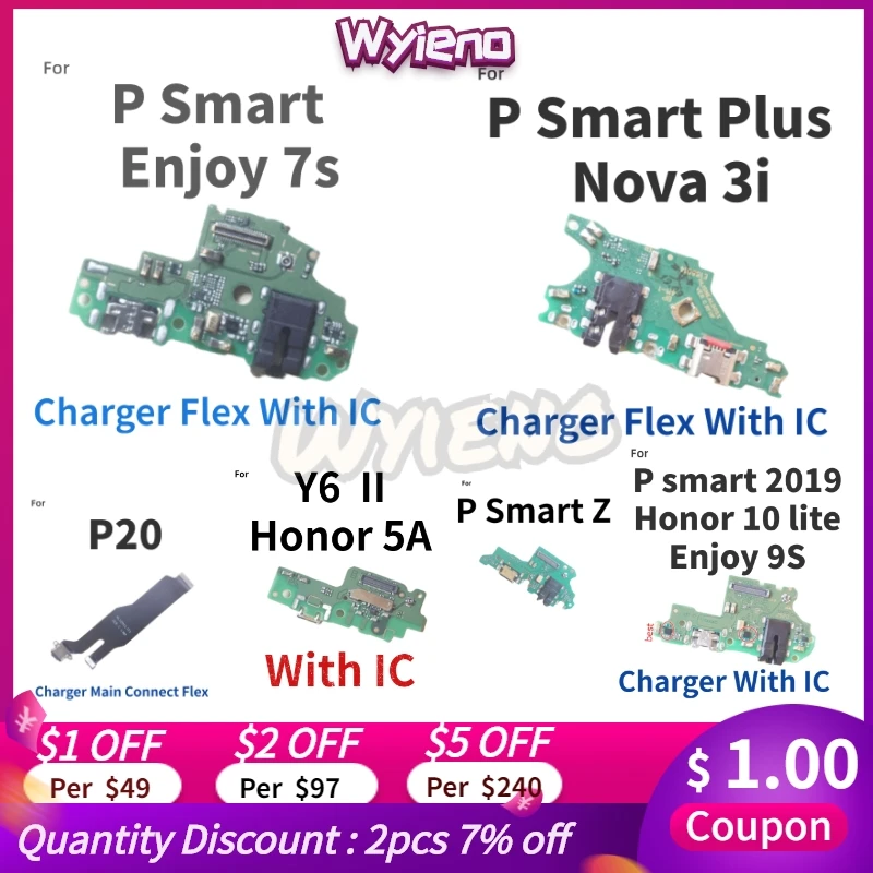 Wyieno для Huawei P Smart 2019 Plus Z Enjoy 7s P20 Y6 II Y6-2 V9 Play зарядное устройство Порт USB док-станция