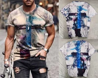 men print color cross pattern 3dt shirt clothing oversize t shirt shirt summer casual sports trend hip hop short sleeves