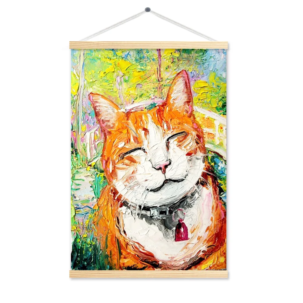 Ручная роспись lucky живопись маслом Кот манэки-нэко \ милые животные на холсте нож