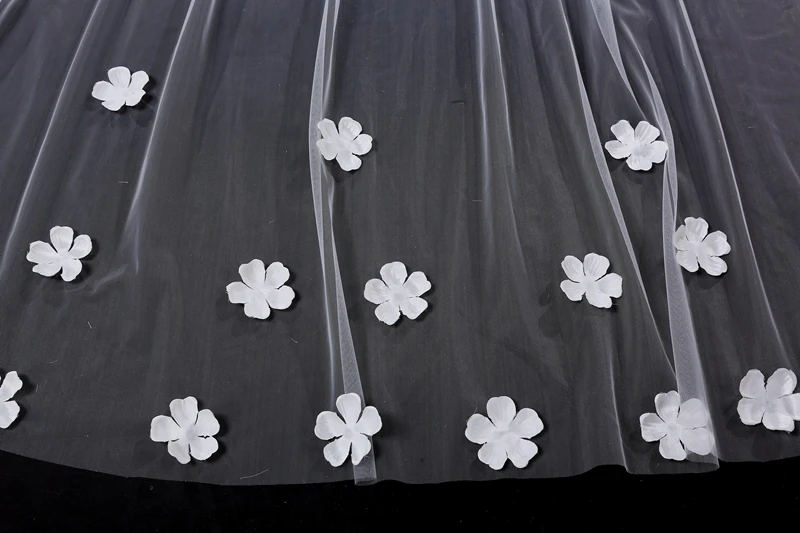 

New Arrival White Ivory Long wedding veil with Flower Mantilla de novia casamento Bridal veil Velo wedding accessories 2021