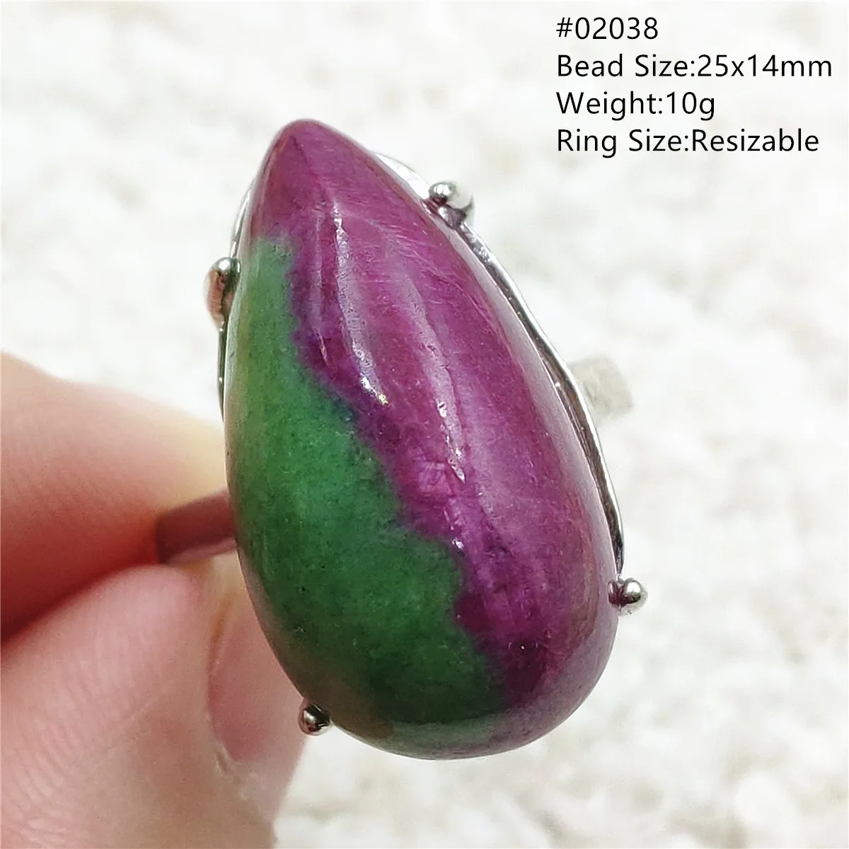 

Natural Red Ruby Zoisite Adjustable Ring Water Drop Red Crystal Ruby Zoisite Ring 925 Silver Woman Men AAAAA