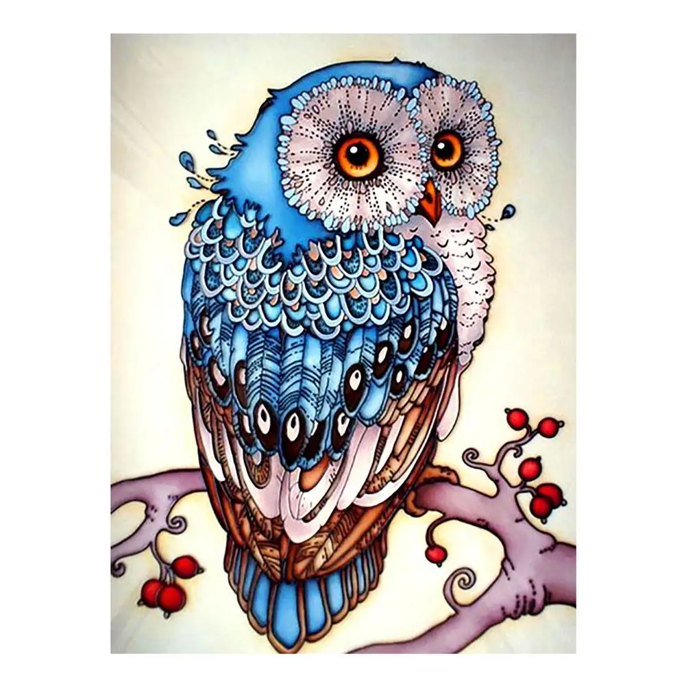 

DIY Diamond Art Owl 5D Diamond Rhinestone Full Drill Round Art Crystal Gem Animal Pattern Wall Art Decor Art Crafts Accessori