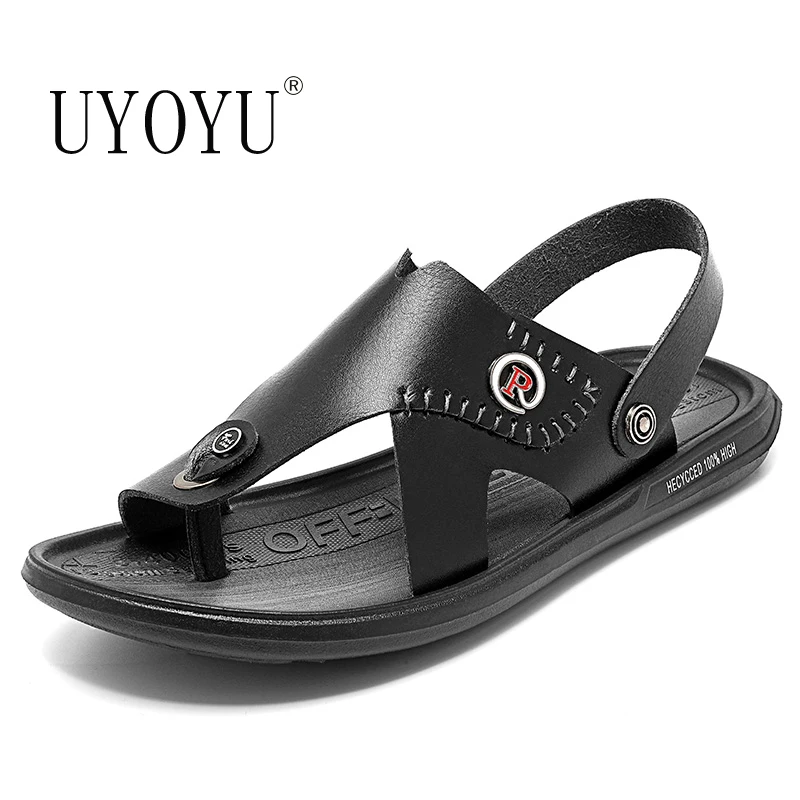 

Man Designer Handmade Casual 2022 Sandals Men's Summer Luxury Beach Footwear Flip Flop Male Black Slippers Leather Shoes for Men