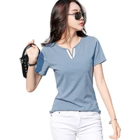 new hipster cotton t shirt womens patchwork v neck contrasting colors ladies summer t shirts slim clothes female tee shirt femme