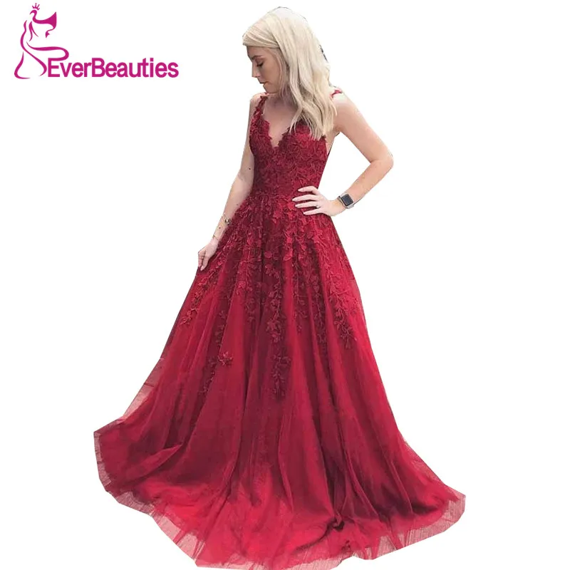 Длинные платья для выпускного вечера 2020 тюлевые Аппликации торжества вечерние с