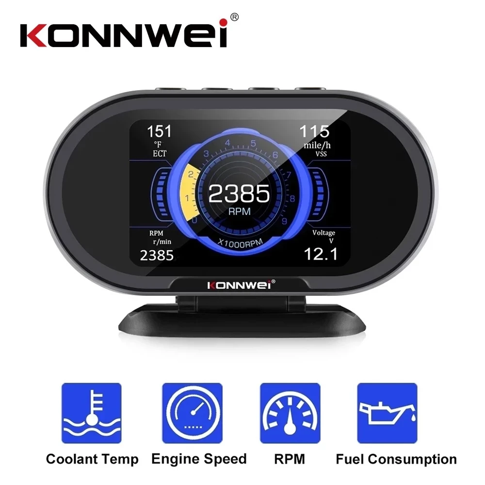 KONNWEI KW206 OBD2 бортовой компьютер Автомобильный цифровой компьютер Дисплей Расход топлива воды датчик температуры OBD 2 сканер PK A202