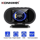 Бортовой компьютер KONNWEI KW206 OBD2, Автомобильный цифровой Компьютерный дисплей, Датчик расхода топлива, температуры воды, OBD 2, сканер PK A202
