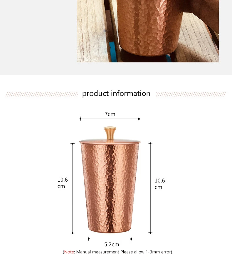 

High Quality Sieve Powder Coffee Cup Purple Copper Coffee Powder Receiver Hand Hammer Bean Grinding Mug Coffee Accessories