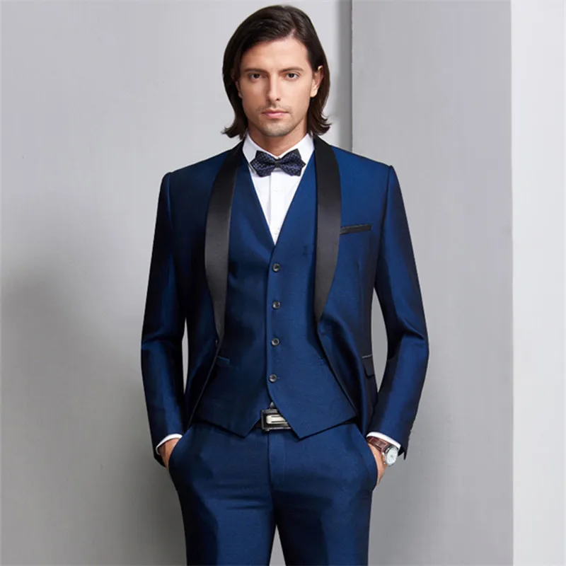 

Latest 2019 Autumn Coat Pant Designs Shawl Collar Wedding Suits For Men Tuxedo Prom Best Item Stage Dress Wear Men Suits S- 4XL