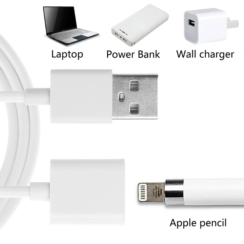 

1m USB Male To 8-Pin Female Charge Adapter Cable For iPad Pro Pencil