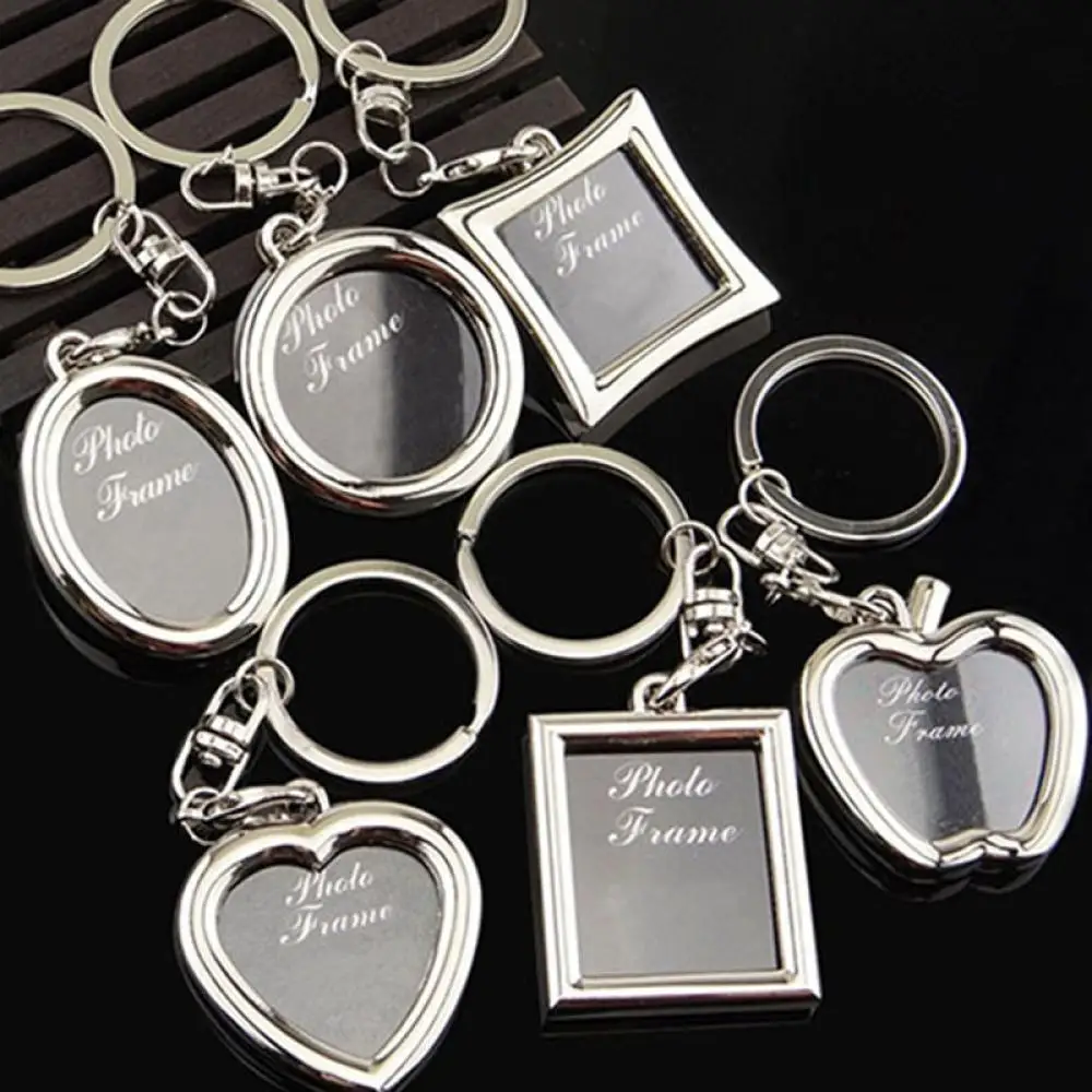 

Creative Mini Heart Square Round Oval Insert Photo Frame Rotary Keychain Keyring Rings Keychains Chains Vintage Rings Gifts DIY