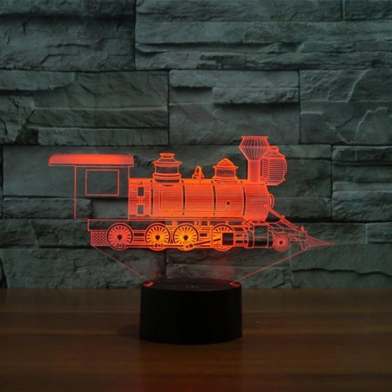 3D вагон Иллюзия ночной Светильник Светодиодный настольный светильник Бак