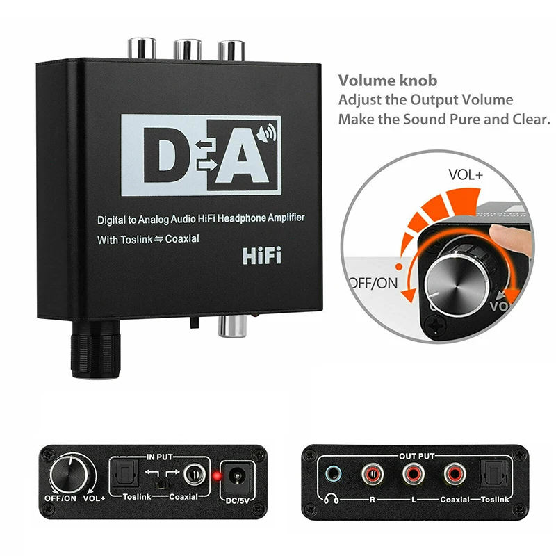 Цифровой оптический коаксиальный аналоговый аудио конвертер преобразования
