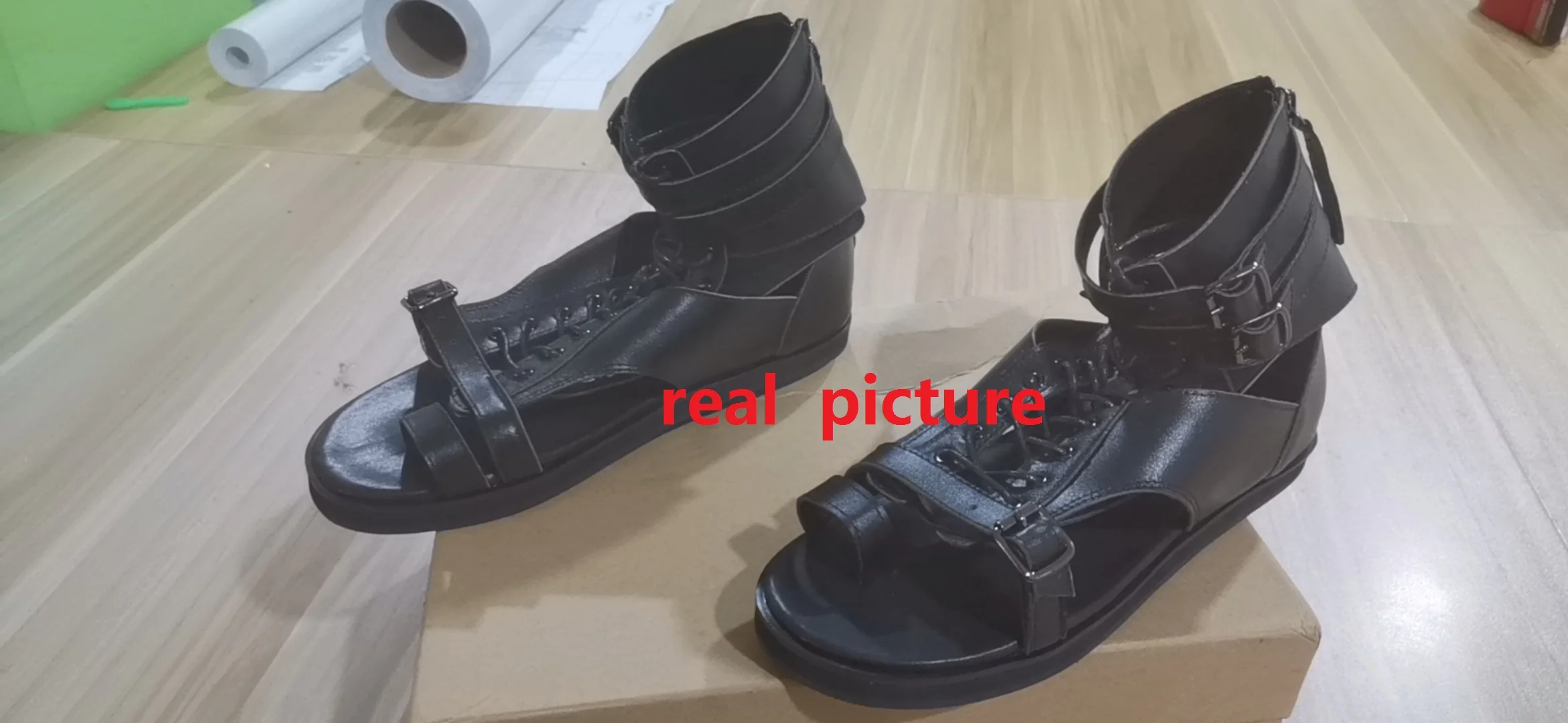 Черно-белые Вьетнамки Сандалии-гладиаторы на плоской подошве Летние сандалии из