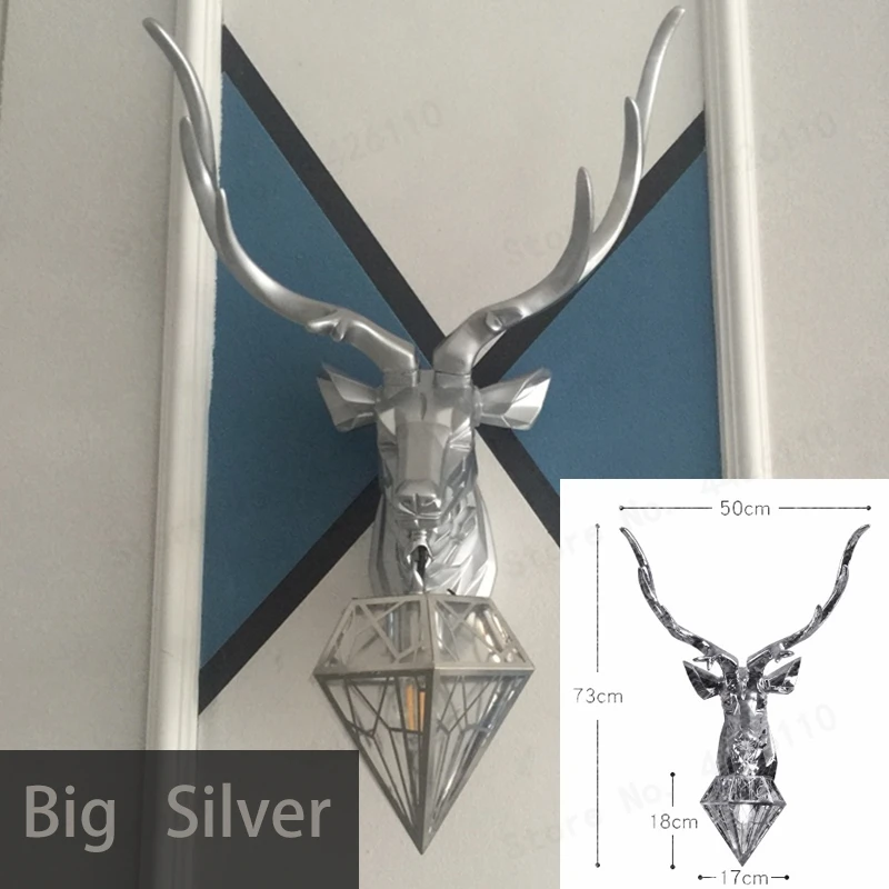 Silver Big BLUBBLE скандинавский Рождественский олень Antler настенный светильник декоративные лампы Настенные светильники олень спальня Buckhorn Кухня Настенные светильники для домашнего декора - Цвет абажура: Silver Big