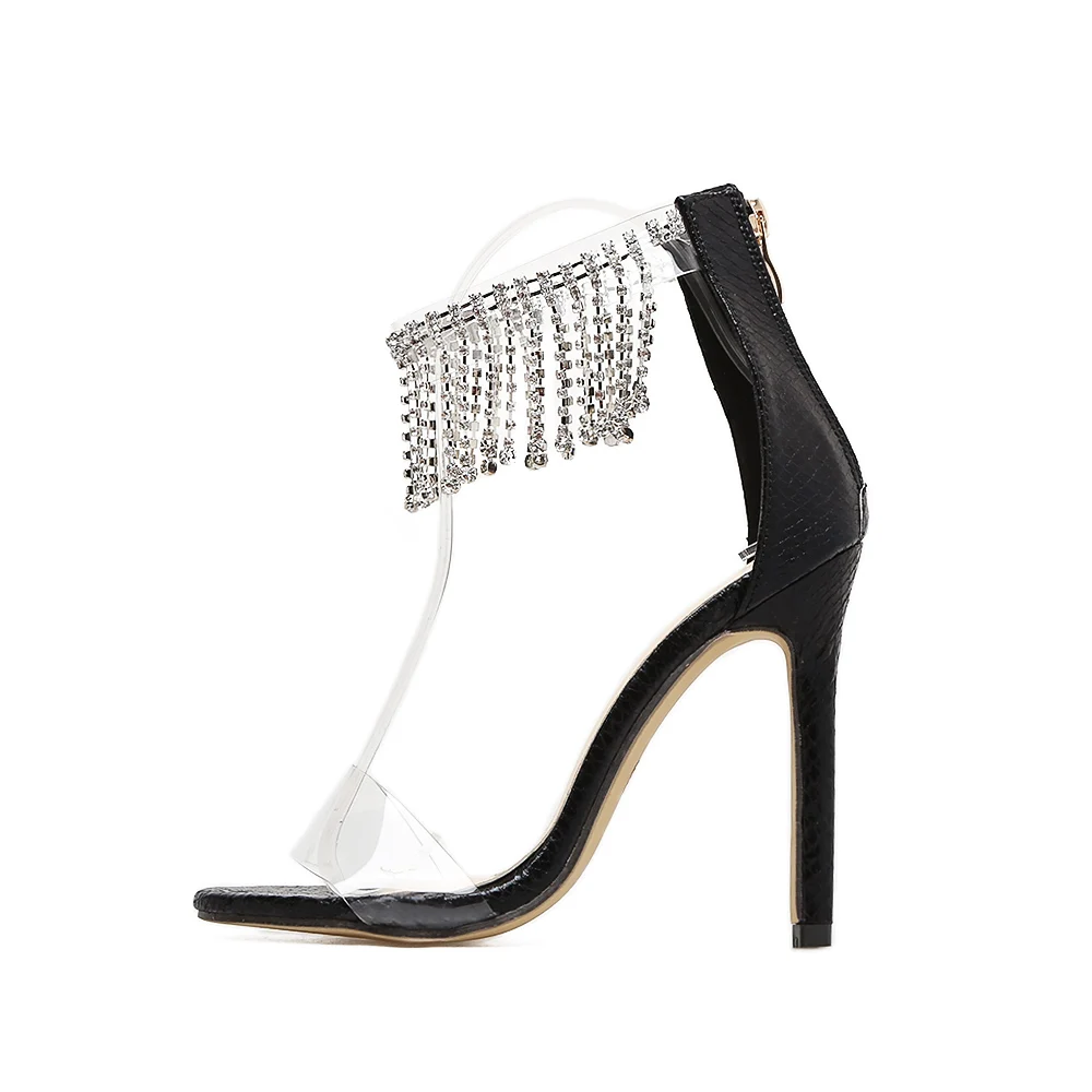 Босоножки женские с бахромой классические туфли ремешком на щиколотке сандалии