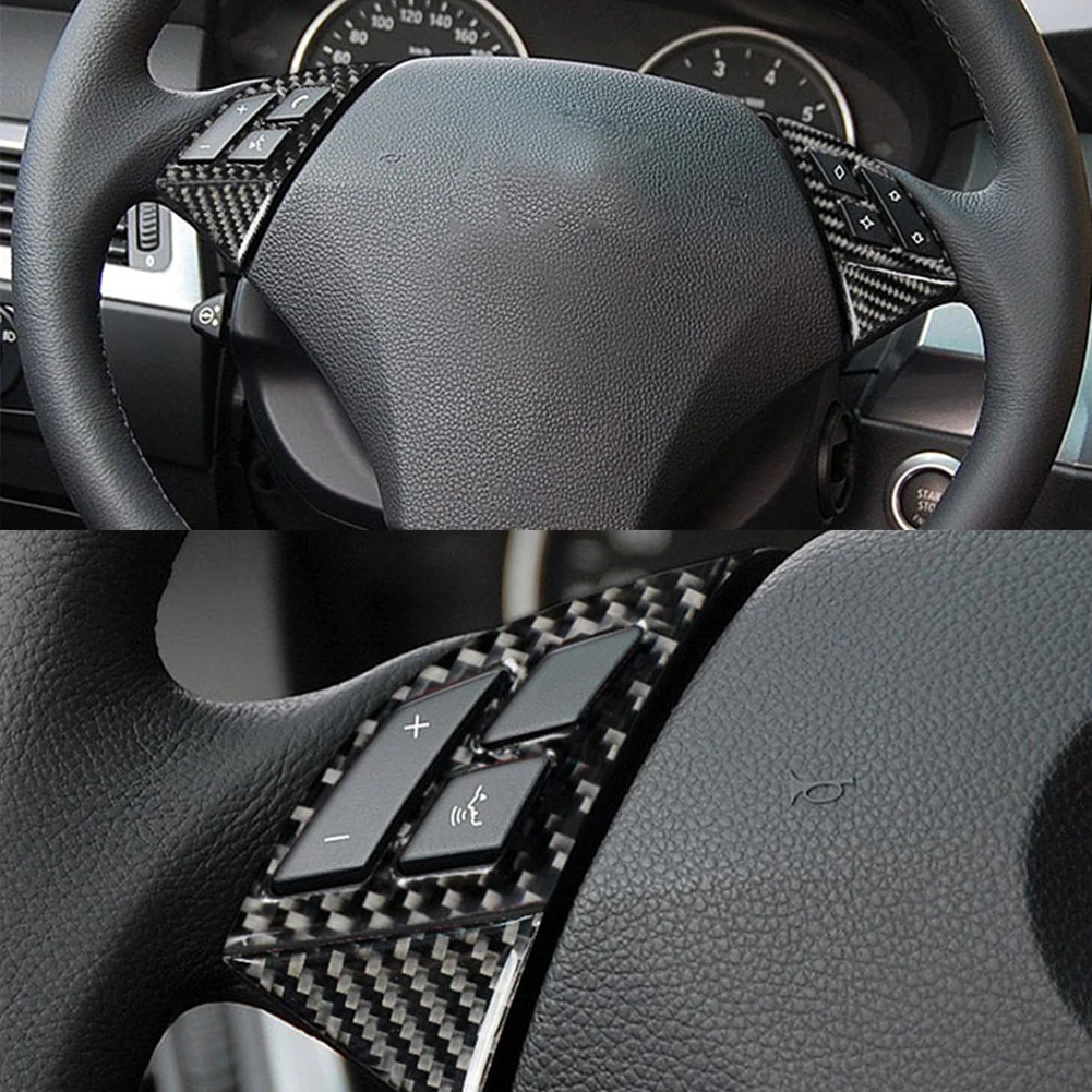 

4Pcs/Set Car Carbon Fiber Steering Wheel Buttons Frame Cover Trim Left Hand Driving Fit For 5 Series E60 2005-2010