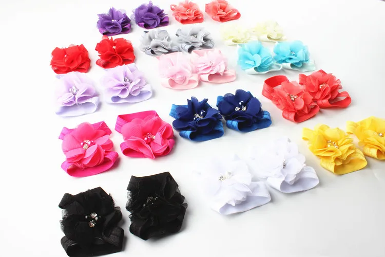 Детские штаны с кружевом и ног цветок босиком туфли Украшенные для детей