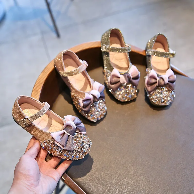 Обувь для девочек весна осень детская обувь принцессы из искусственной кожи с