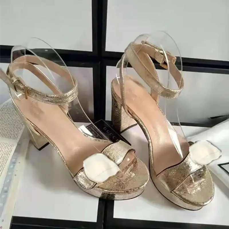 Дизайнерские босоножки на высоком каблуке Кожаные Водонепроницаемый платформе