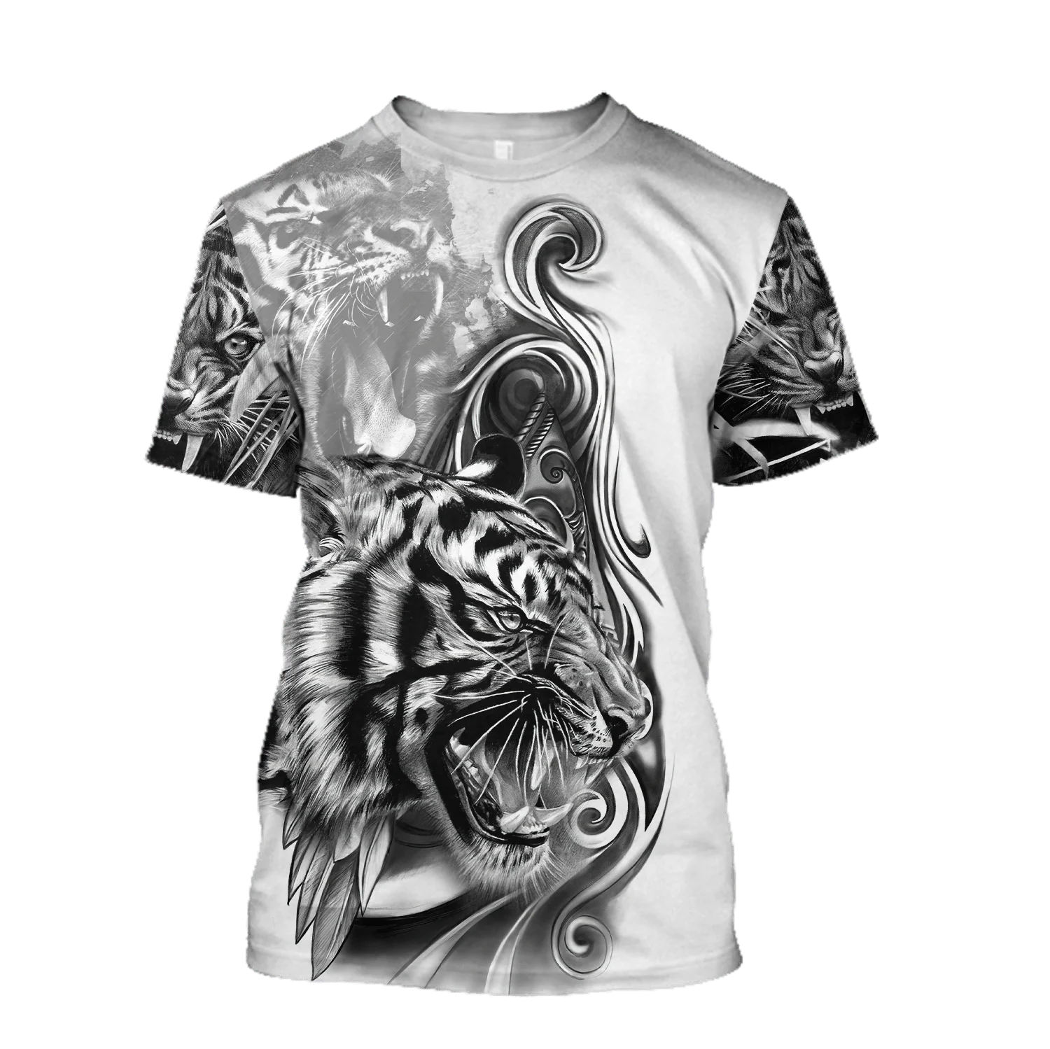 

Men Casual Animal 3D Print t-shirts Tiger Tattoo Art Hip-Hop tshirts Summer Tees Harajuku Punk Wome Unisex Short Sleeve Tops 003
