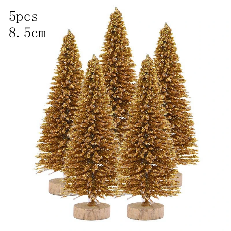 glitter 8.5cm 5pcs 5 шт. 5 размер искусственная декорированная Мини Рождественская елка Рождественское украшение елка Рождественская мини поддельная елка новогодний декор Navidad - Цвет: glitter 8.5cm 5pcs