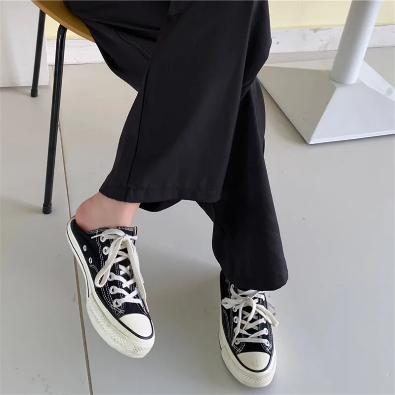 

HziriP Minimalist Black Wide Leg Straight Pants Women Bottoms 2021 New Office Lady Solid Casual High Waist Trousers Female