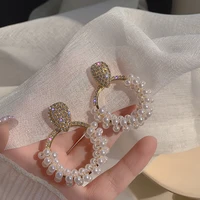 2021 new fashion jewelry crystal rhinestone pearl stud earrings for women vintage earrings gifts for women lady girls wholesale